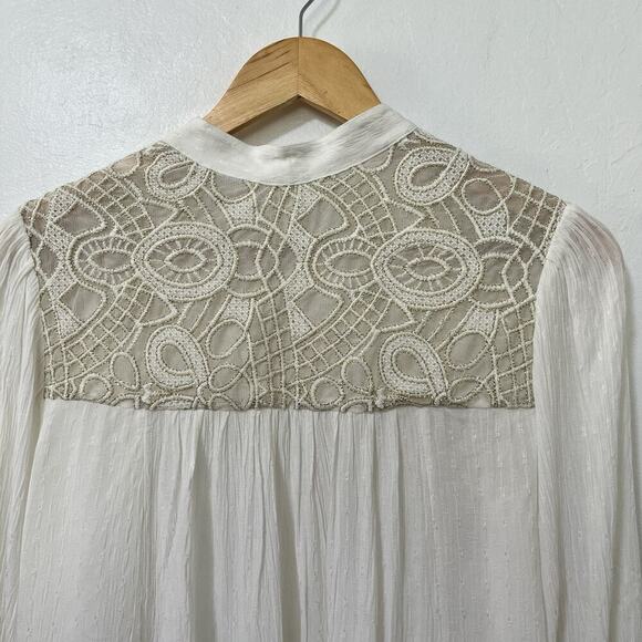 Free People Canyon Rose Embroidered Top Size XS White Angelcore Festival Boho - Picture 4 of 10